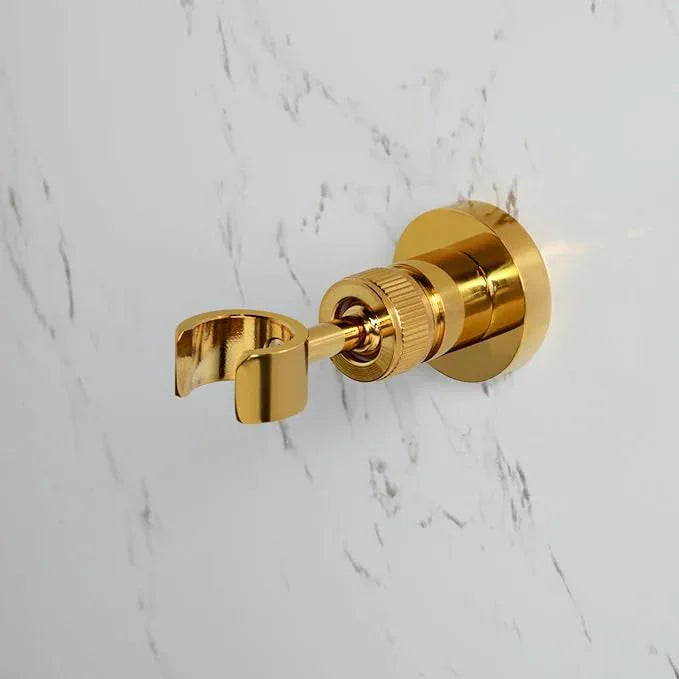 PHASAT Handheld Shower Head Holder Adjustable Solid Brass Handheld Shower Head Bracket Holder Wall Mount,Shower Wand Holder Gold,A13023G - ModernBath