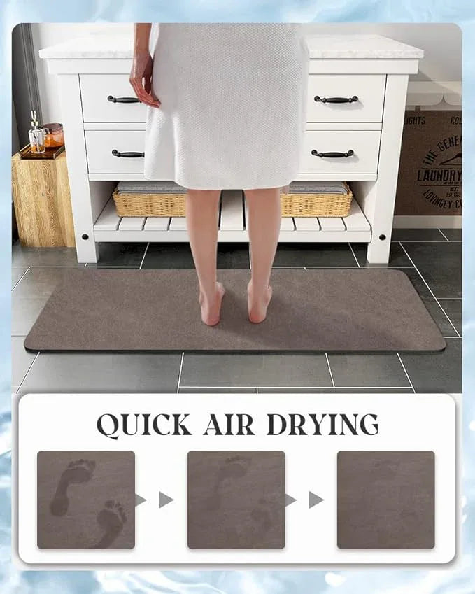 MontVoo -Bath Mat Rug-Rubber Backing Non Slip Quick Dry Absorbent Thin Bathroom Rugs Fit Under Door-Faux Suede Surface Bathroom Floor Mats-Shower Rug for in Front of Bathtub Shower Brown 17"x59" - ModernBath