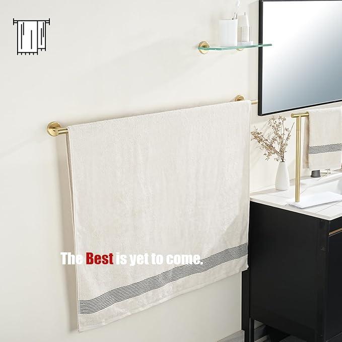JQK Bath Towel Bar Gold, 39 Inch 304 Stainless Steel Thicken 1mm Towel Rack Bathroom, Towel Holder Brushed Golden Wall Mount, Useable Length 36 Inch, TB110L36-BG - ModernBath