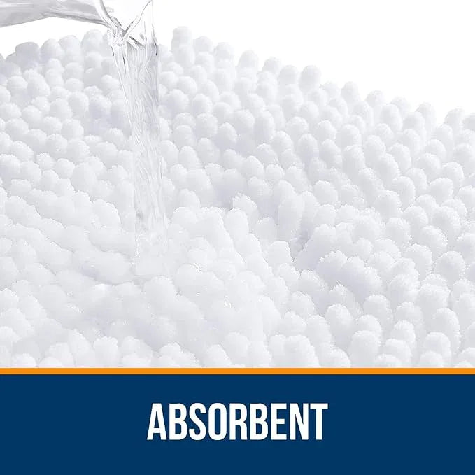 OLANLY Toilet Rugs U-Shaped 20x20, Extra Soft Absorbent Chenille Contour Bathroom Rugs for Toilet, Dry Quickly, Machine Washable, Non-Slip Bath Mat, White - ModernBath