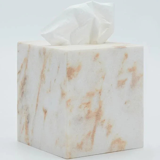 Marble Tissue Box Cover for Bathroom, White with Gold Texture Marble Facial Tissue Holder, Rectangular Toilet Paper Holder Case, Elegant Home Decorative for Vanity, Bedroom, Living Room, Office - ModernBath