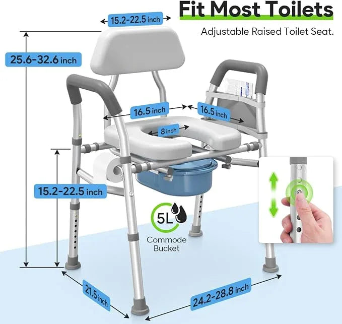 Raised Toilet Seat with Handles 400lb - Adjustable 3 in 1 Commode Chair for Toilet with Arms, Toilet Riser with Handles, Toilet Chair Over Toilet, Handicap Toilet Seat - ModernBath