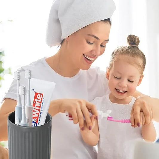 Matte Grey Toothbrush Holders for Bathrooms - Ceramic Toothbrush Toothpaste Holders Set, Bathroom Tumbler Cups Reusable Toothbrush Cup Grey Mouthwash Cup, Counter Organizer. - ModernBath