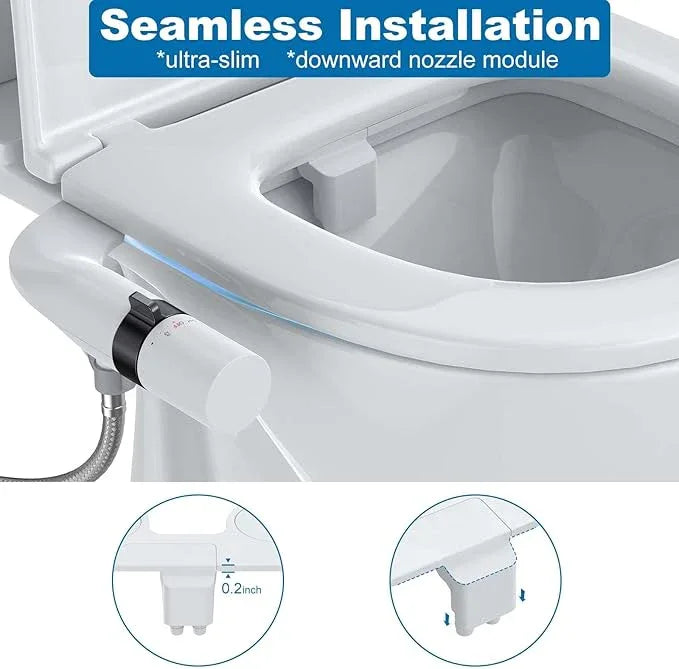 Toilet Bidet Attachment Non-Electric Dual Nozzle – Self-Cleaning Frontal & Rear Wash, Adjustable Water Pressure, Fresh Cold Water Sprayer, Ultra-Slim Easy to Install, Toilet Seat Attachment, Black - ModernBath