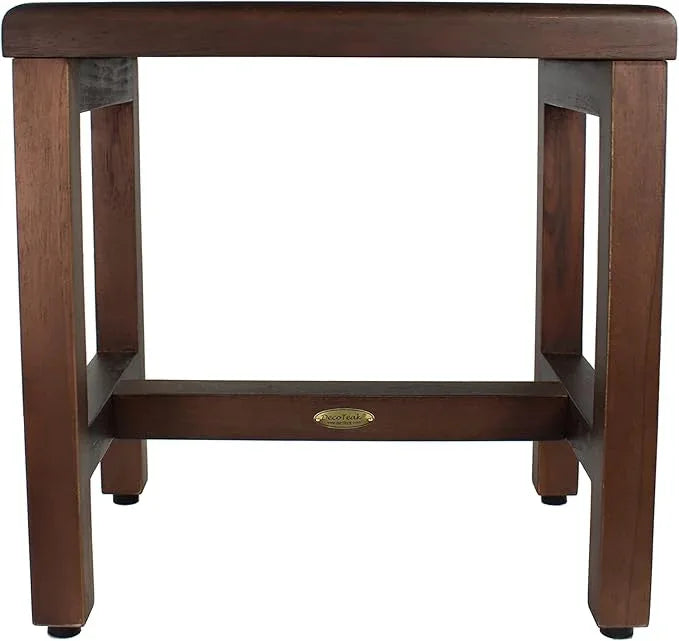 DecoTeak 18 Inch Brown Waterproof Teak Wood Shower Bench Stool Seat Chair for Inside Shower Provides Safety, Storage, and Organization for Bathroom Accessories - ModernBath