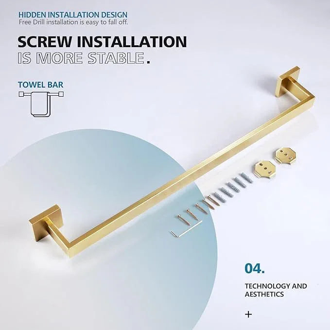KOKOSIRI 24-Inch Single Towel Bar, Bathroom Kitchen Towel Holder, Wall Mounted SUS304 Stainless Steel Towel Rack, Brushed Gold, B4003BG-L24 - ModernBath