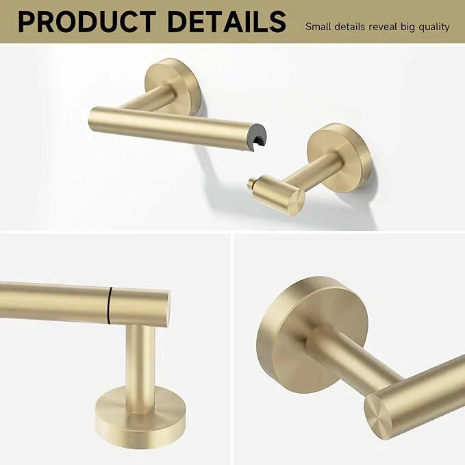 BWE Brushed Gold Toilet Paper Holder Wall Mounted Double Post Pivoting Toilet Tissue Holders SUS 304 Stainless Steel Toilet Roll Holder for Bathroom Kitchen and RV Washroom - ModernBath