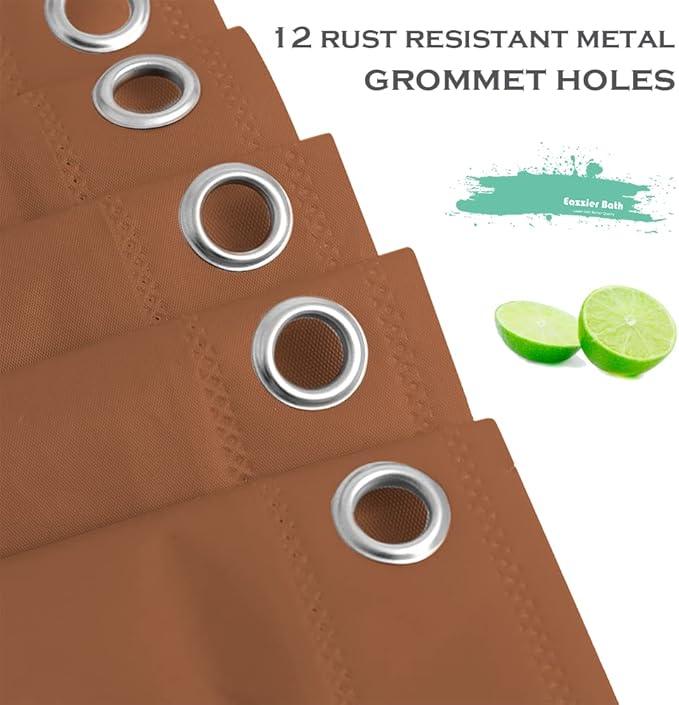 Eazzier Bath Khaki Plastic Shower Curtain Or Liner, 72x72 Inch Lightweight Sand Plastic Bathroom Shower Showroom Inner Curtain with Rustproof Metal Grommet Holes and Weighted Magnets - ModernBath