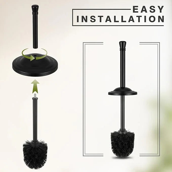 Black Toilet Brush and Holder Set,304 Stainless Steel Toilet Bowl Brush and Holder for Bathroom,Heavy Duty Toilet Brush,Durable Scrubbing Bristles,Splash Resistant,Long Hanlde - ModernBath