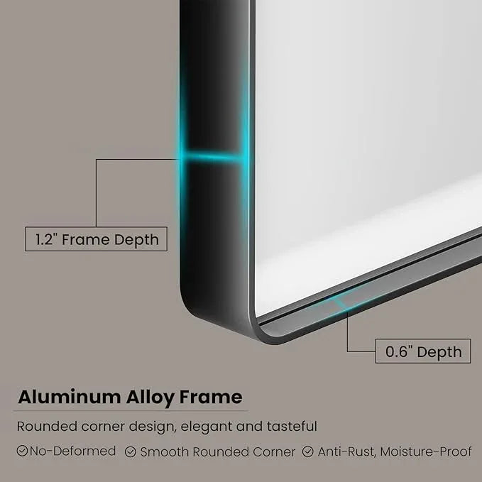 JISOSO Black Bathroom Mirror 72X40 Inch, Black Metal Framed Mirror for Wall, Rounded Rectangle Matte Bathroom Vanity Mirror with Tempered Glass, Anti-Rust, Horizontal/Vertical - ModernBath