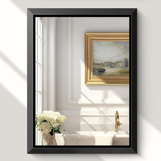 USHOWER Rectangular Bathroom Mirror, 30x40 Inch Wall Mirror, Mirrors for Bathroom Sink, Beveled Aluminum Frame, Anti-Rust, Big Brushed Black Vanity Mirror for Restroom, Mirror Wall - ModernBath