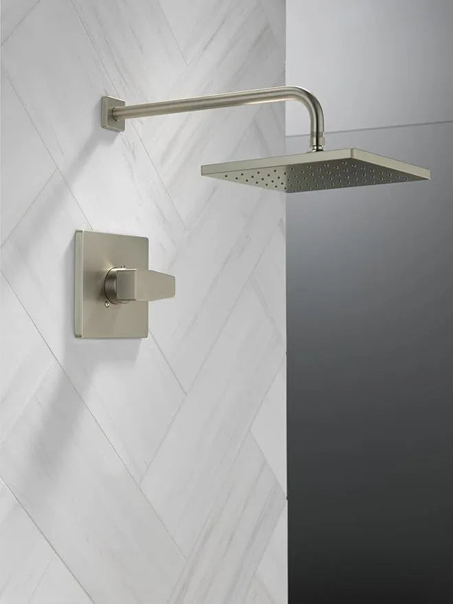 Delta Modern 14 Series Square Rain Shower Faucet Set, Brushed Nickel Shower Head and Handle Set, Valve Trim Kit, Spotshield Stainless T14268-SP-PP (Valve Not Included) - ModernBath