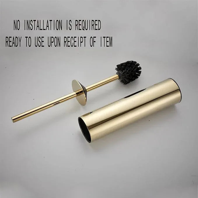Freestanding Luxury Toilet Brush 304 Stainless Steel Toilet Brush and Holder 19-Inches Tall Round Rust Resistant Anti-Odor and Easy to Clean with Polished Gold Finished - ModernBath