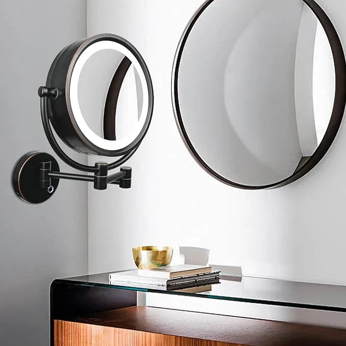 GURUN 8.5 Inch Magnifying Makeup Mirror with 3 Tones Dimmable LED Lights Double Sided Touch Control Vanity Mirror for Bathroom with 10X Magnification M1809DO-T (Oil-Rubbed Bronze/10X) - ModernBath