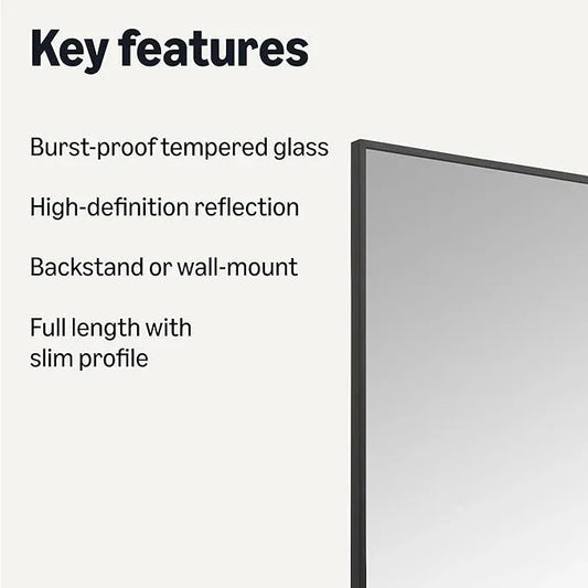 Amazon Basics Full Length Floor Mirror, 64 x 21 x 0.55 inches, Black - ModernBath