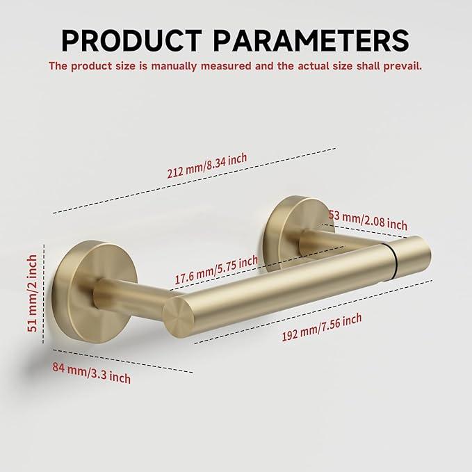 BWE Brushed Gold Toilet Paper Holder Wall Mounted Double Post Pivoting Toilet Tissue Holders SUS 304 Stainless Steel Toilet Roll Holder for Bathroom Kitchen and RV Washroom - ModernBath