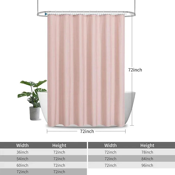 THAIGEE 2-in-1 Waterproof Fabric Shower Curtain or Liner,Linen Textured,Breathable TPU & Washable Bathroom Shower Curtain Set with 12 Plastic Hooks,Modern,72"x72" Blush - ModernBath