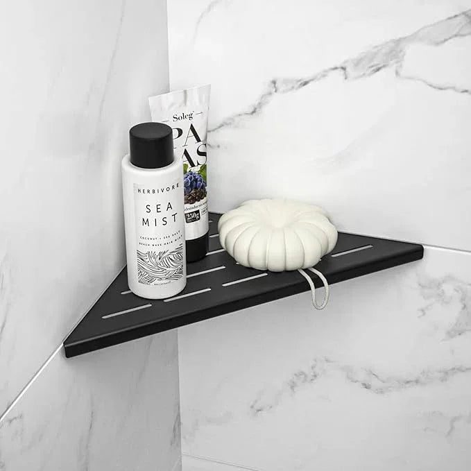 Corner Shower Shelf 10" Matte Black 304 Stainless Steel Slot Design Recessed Corner Shelves, Grout in Bathroom Shower Shelf for Tiled Wall, 2 Pack - ModernBath