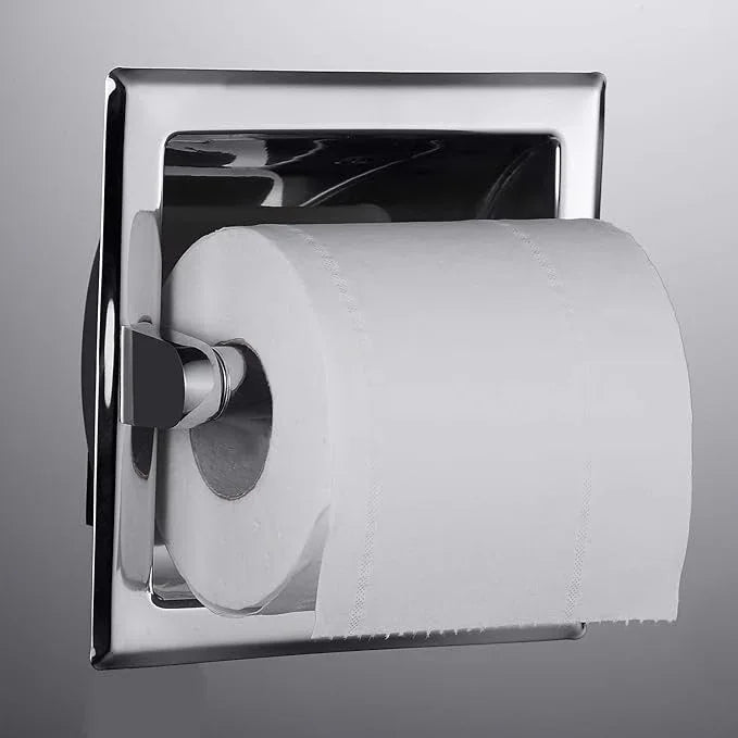 Smack Polished Chrome Recessed Toilet Paper Holder, Bathroom Wall Mount Recessed Toilet Tissue Roll Paper Holder Include Rear Mounting Bracket - ModernBath