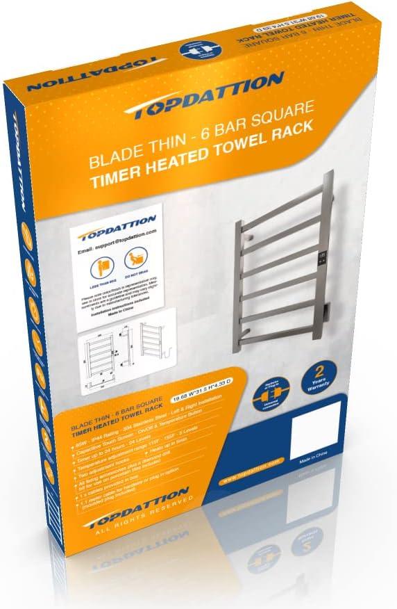 Electric Towel Warmer | Super Thin | with Timer & Temperature Multi-Level Adjustments | Hardwired & Plug-in | 6 Bar Brushed Finish - ModernBath