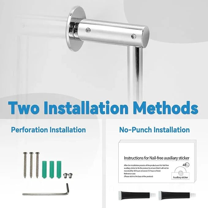 Shower Slide Bar Adjustable Handheld Shower Head Holder Wall Mount - 30inch All-Metal Shower Head Slide Bar Compatible with Bathroom Drill Free Glue Installation - Polished Chrome - ModernBath