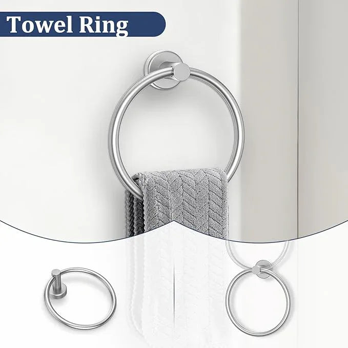 5 Pieces Bathroom Hardware Set Brushed Nickel Towel Bar Set Round Towel Holder Set Upgraded Paper Towel Holder with Shelf Stainless Steel Wall Mounted,23.6 Inch - ModernBath