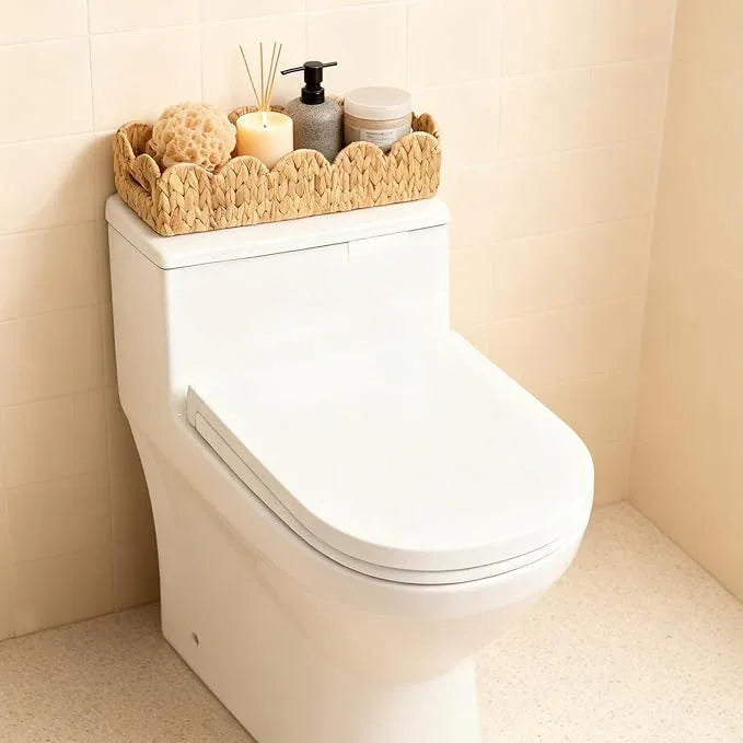 Natural Water Hyacinth Storage Organizer with Scalloped Edge for Bathroom - Holds Toilet Paper, Perfect for Countertop, Shelves, Bedroom & Living Room Decor - ModernBath