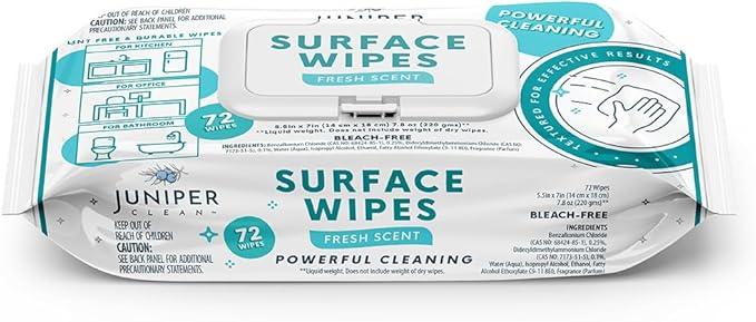 Juniper CLEAN 1 Pack Surface Cleaning Wipes Bleach Free, All-Purpose Cleaner for Bathroom, Kitchen, Office, 72 Count Soft Flow, Fresh Scent, Lint Free & Durable - ModernBath