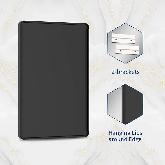 WEER Black Bathroom Mirror for Wall, 40X24 Inch Matte Black Mirror, Rectangular Black Metal Framed Vanity Mirror with Tempered Glass, Rounded Corner, Anti-Rust (Horizontal/Vertical) - ModernBath