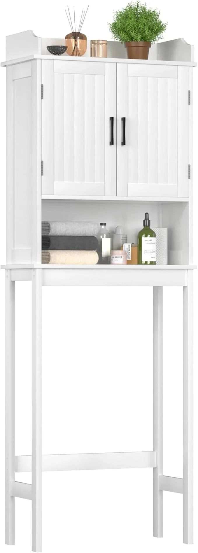 BlueWish Over The Toilet Storage Cabinet, 66.9" H Over Toilet Bathroom Organizer with Adjustable Shelves, Anti-toppling Design, Tall Over Toilet Storage for Laundry Room, Balcony - ModernBath