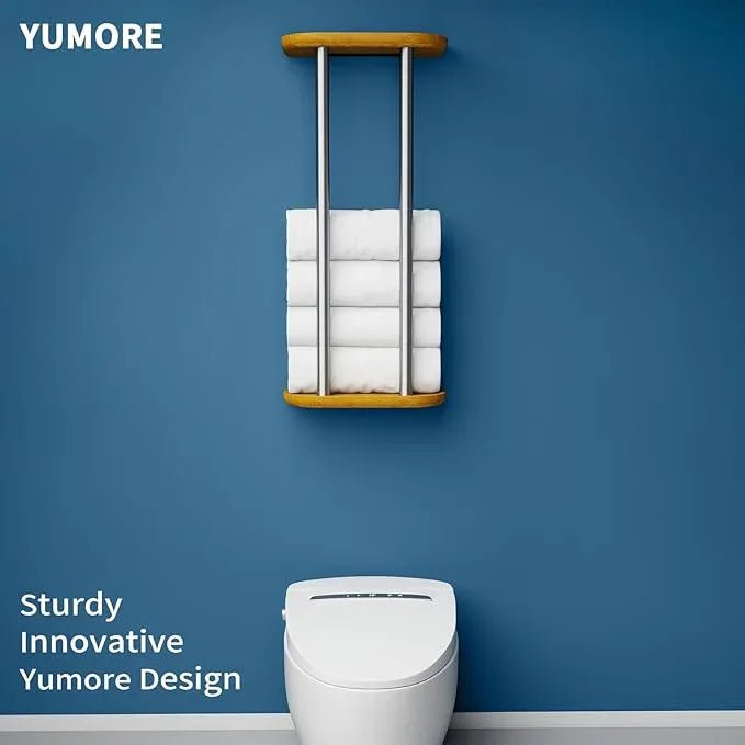 YUMORE Towel Rack Matte Black, Wall Mounted Towel Rack with Shelf for Bathroom (Brushed Nickel) - ModernBath
