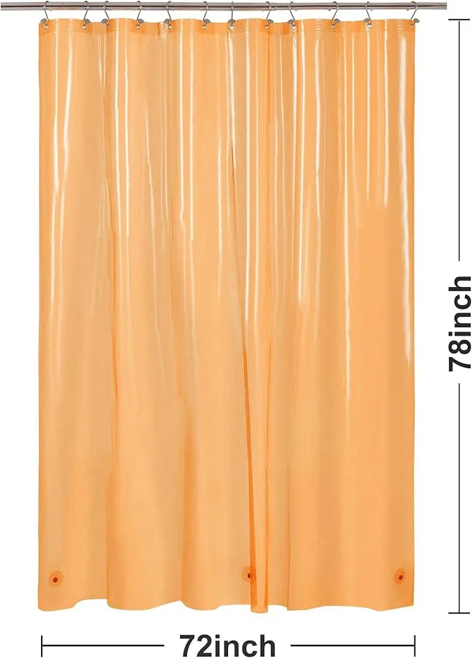 Barossa Design Clear Orange Long Shower Curtain Liner 78" Height - 3 Magnets & Waterproof Lightweight PEVA Shower Liner for Bath Tub, PVC Free, Metal Grommets, Clear Orange, 72x78 - ModernBath