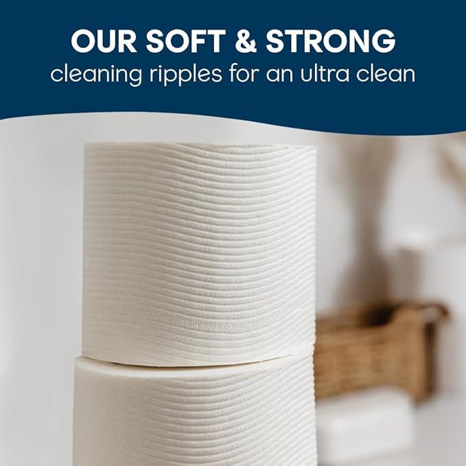 Cottonelle Ultra Clean Toilet Paper with Active CleaningRipples Texture, Strong Bath Tissue, 32 Family Mega Rolls = 176 Regular Rolls (8 Packs of 4) - ModernBath