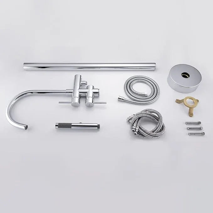 Freestanding Bathtub Faucet Tub Filler Faucets Chrome Floor Mounted Brass Bathroom Faucets with Handheld Shower - ModernBath