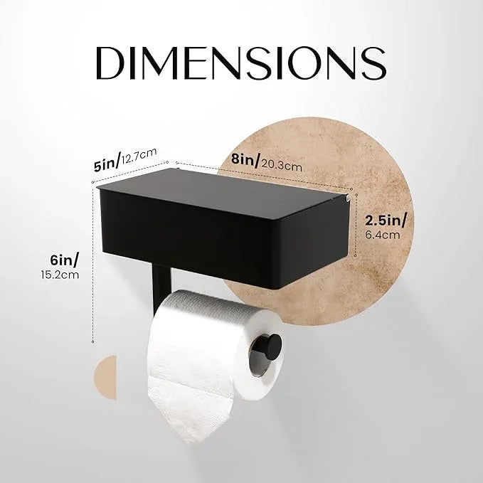 Day Moon™ Matte Black Toilet Paper Holder with Shelf, Wipe Holder for Bathroom Flushable Wipes Dispenser Toilet Paper and Wipes Holder Toilet Paper Holder with Storage - ModernBath