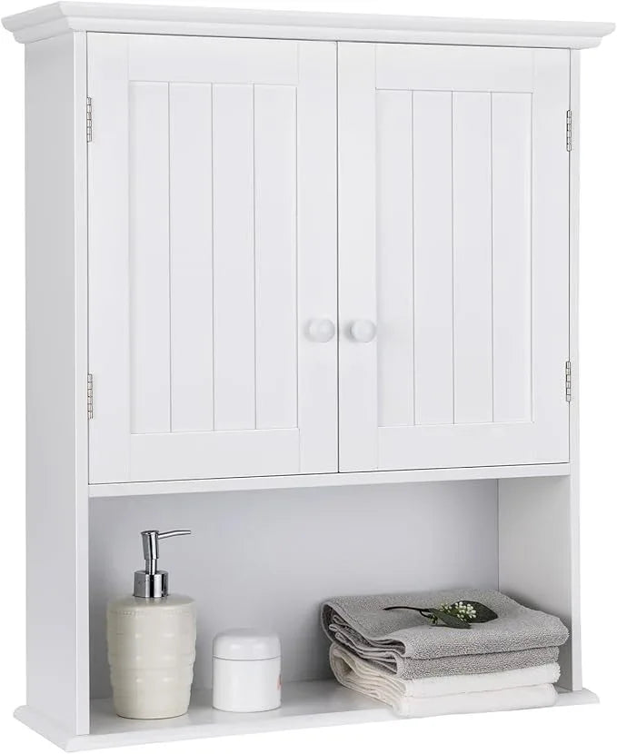 Giantex Bathroom Wall Cabinet, Wall Mounted Bathroom Cabinet with Adjustable Shelf, 2-Door, Over Toilet Storage Cabinet, Medicine Cabinets for Bathroom, Kitchen, Laundry Room, Cupboard (White) - ModernBath