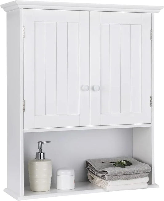 Giantex Bathroom Wall Cabinet, Wall Mounted Bathroom Cabinet with Adjustable Shelf, 2-Door, Over Toilet Storage Cabinet, Medicine Cabinets for Bathroom, Kitchen, Laundry Room, Cupboard (White) - ModernBath