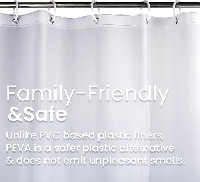 LiBa PEVA Shower Curtain Liner with 12 Plastic Shower Rings - 8G Waterproof Shower Liner, Pale Blue Gradient Weighted Bathroom Curtain, 72x72 Inch Shower Curtain Liner Set with Magnets - ModernBath