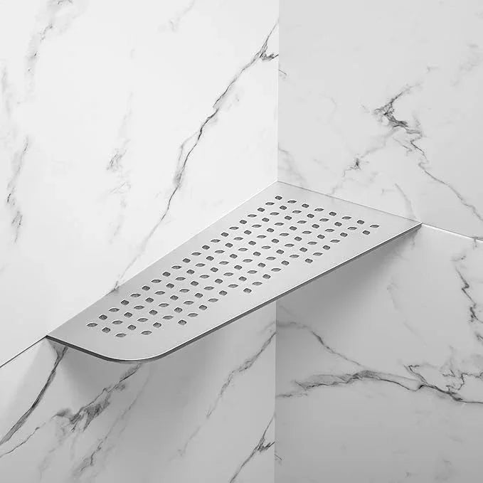 Corner Shower Shelf 12" Brushed 304 Stainless Steel Quadrilateral Corner Shelf Heavy Duty Recessed Bathroom Shelf No Drilling Needed - ModernBath