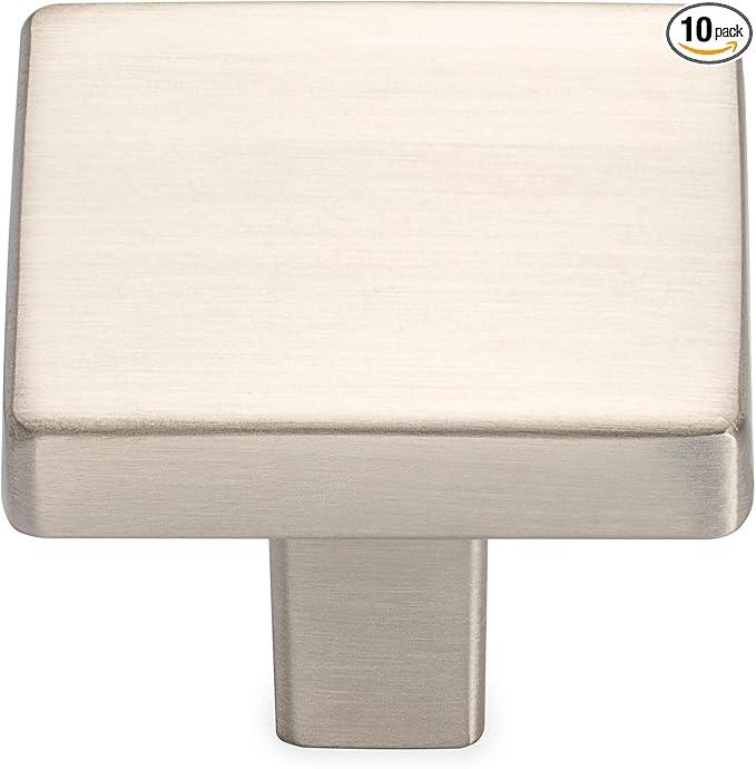 KOOFIZO 10 Pack Brushed Nickel Cabinet Knobs Stain Nickel Drawer Knobs K03 Square Single Hole Cabinet Pulls for Cabinets Drawer Dresser Cupboard Bedroom Closet Bathroom Vanity - ModernBath
