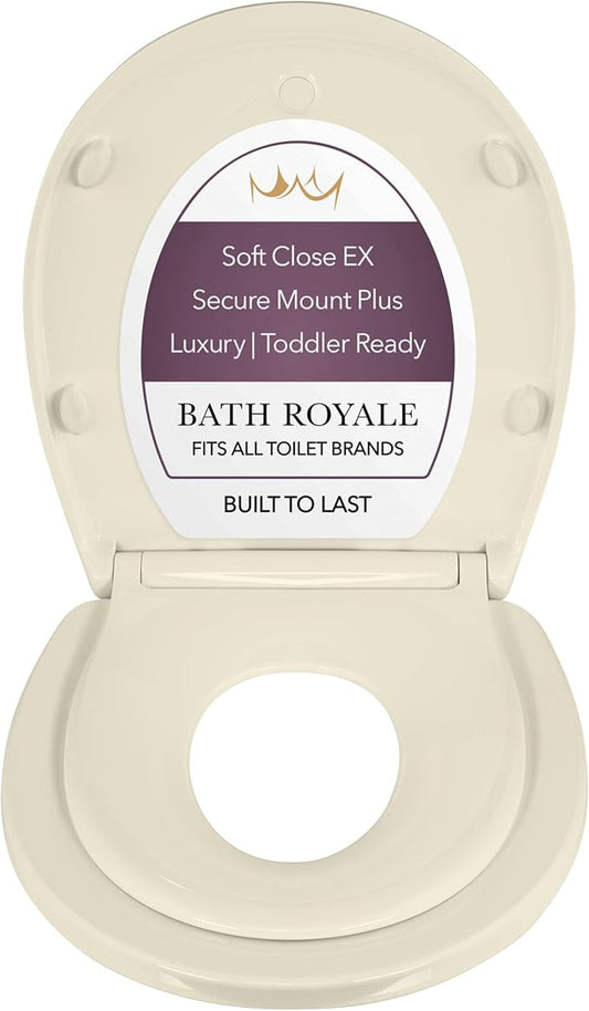 BATH ROYALE Potty Training Seat - Soft Close, Kingsport BR720-02, Round Almond/Bone, Adult/Child Combo