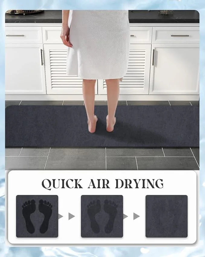 MontVoo -Bath Mat Rug-Rubber Backing Non Slip Quick Dry Absorbent Thin Bathroom Rugs Fit Under Door-Faux Suede Surface Bathroom Floor Mats-Shower Rug for in Front of Bathtub Shower Navy 24"X70" - ModernBath