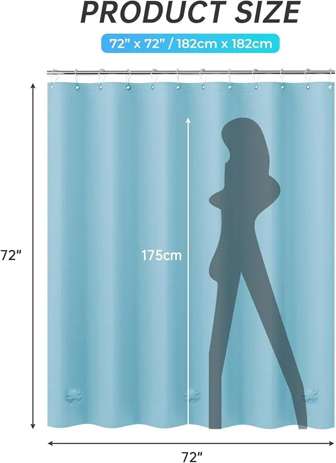 AmazerBath Teal Shower Curtain Plastic 72x72 Inches, Premium PEVA Shower Curtain with 3 Big Weighted Stones and 12 Rustproof Grommets - ModernBath