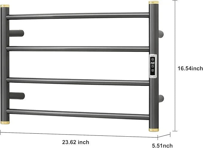 Electric Towel Warmer Rack,Heating Towel Warmer,Timer & Temperature Control,Wall-Mounted Plug-in for Bathroom, Gunmetal Grey,Stainless Steel,4-Bar(16.54x23.62x5.51in) - ModernBath