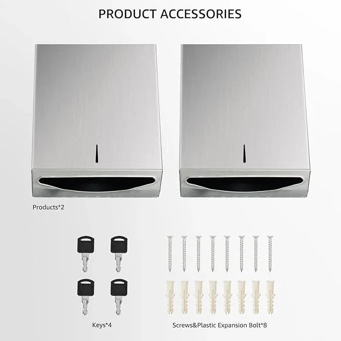 Paper Towel Dispenser Wall Mount - Multifold Trifold Paper Towel Dispensers, Large Capacity Stainless Steel Tissue Holder, Suitable for Bathrooms and Public Places - ModernBath