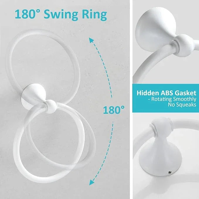 BGL Bathroom Accessories Set, White Paint Expandable Towel Bar 4-Piece Bathroom Accessory Set Wall Mounted Towel Ring Robe Hook Toilet Paper Holder Towel Holder - ModernBath
