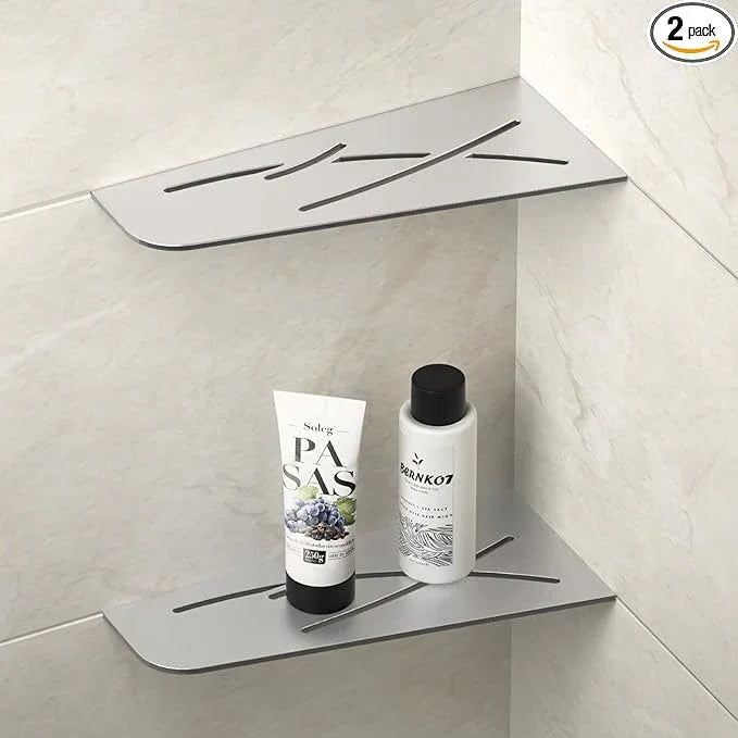 Corner Shower Shelf 12" Brushed 304 Stainless Steel Quadrilateral Corner Shelves Recessed Bathroom Storage Shampoo Holder Organizer Kitchen Shelf Rack 2 Pack, No Drilling Needed - ModernBath