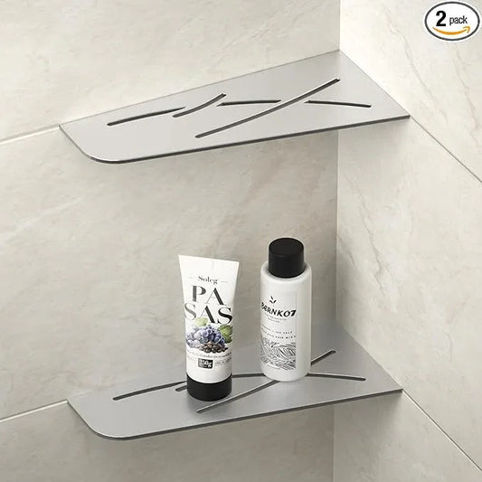 Corner Shower Shelf 12" Brushed 304 Stainless Steel Quadrilateral Corner Shelves Recessed Bathroom Storage Shampoo Holder Organizer Kitchen Shelf Rack 2 Pack, No Drilling Needed - ModernBath