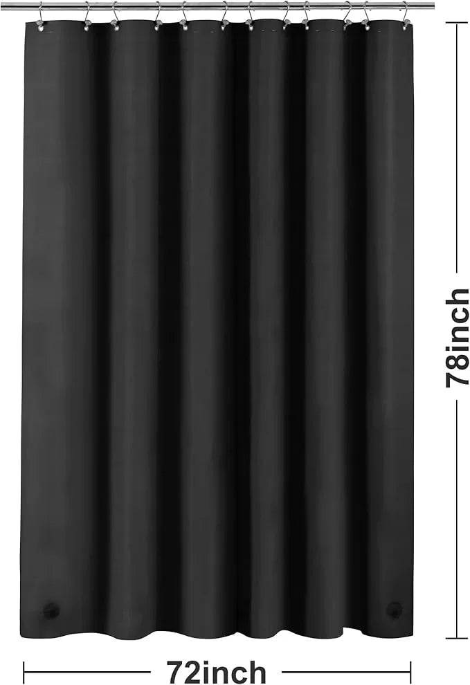 Barossa Design Black Long Shower Curtain Liner 78" Height - 3 Magnets & Waterproof Lightweight PEVA Shower Liner for Bath Tub, PVC Free, Metal Grommets, Black, 72x78 - ModernBath