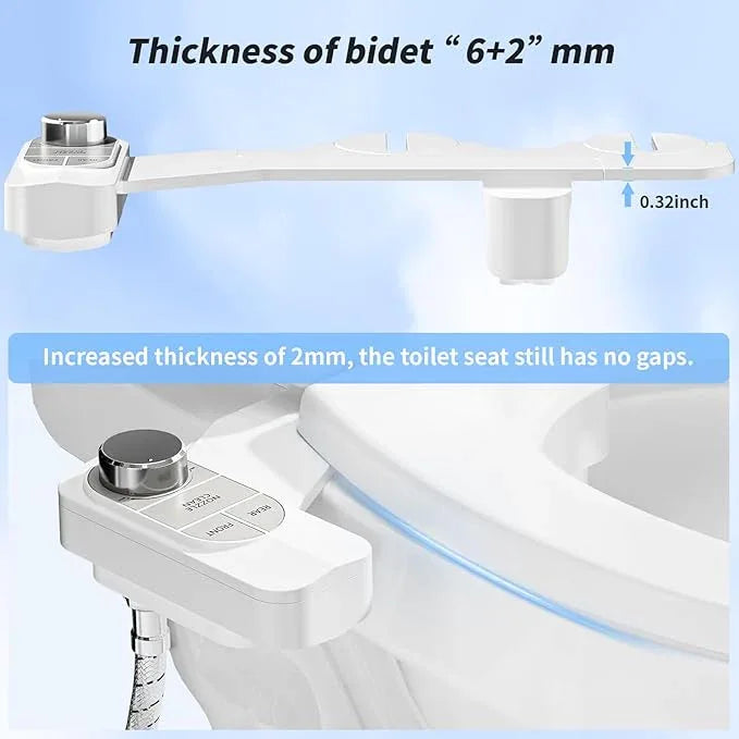 SAMODRA Non-Electric Bidet - Self Cleaning Dual Nozzle (Frontal and Rear Wash) Fresh Water Bidet Toilet Seat Attachment with Independent Adjustable Water Pressure (Pebble Gray) - ModernBath